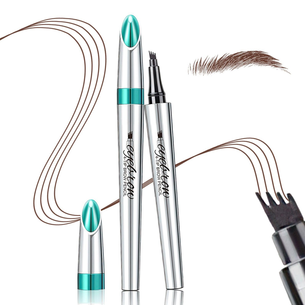 Brown Waterproof Microblading Eyebrow Pen With 4Prong Fork Tip For Natural Longlasting Brows Reddish