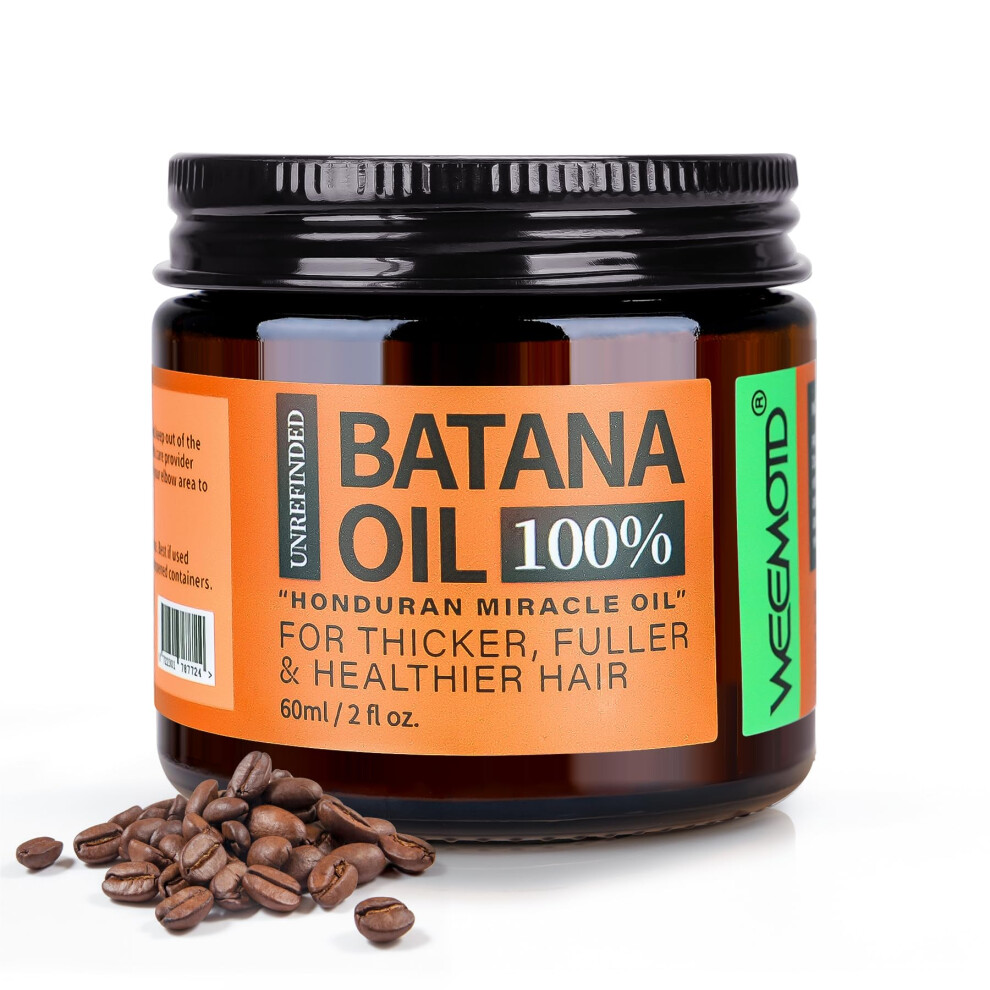 Unrefined Organic Batana Oil for Hair Growth from Honduras, Natural Shine and Frizz Control 2oz
