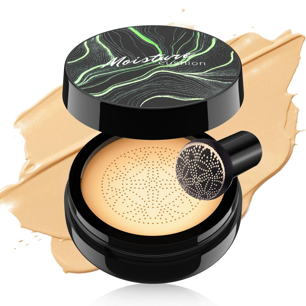 Beige Long Lasting Cushion Foundation With Full Coverage Concealer And Moisturizing Breathable Texture Buff