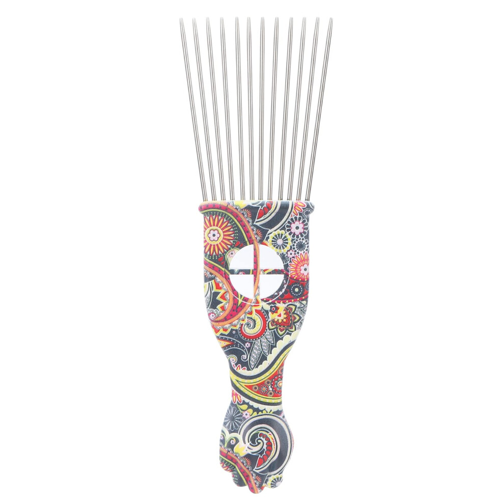 Unisex Afro Hair Pick Comb With Stainless Steel Teeth For Quick Detangling And Volume Boost