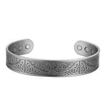 Copper Magnetic Bracelets for Men Women,Adjustable Cuff Bangle,99% Solid Pure Copper ,Ultra Strength Magnet, Grey(Life Tree )