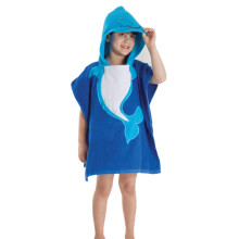Kids Cartoon Cotton Hooded Beach Bathrobe And Towel Set 100% Cotton Whale Design Unisex Sizes SXL
