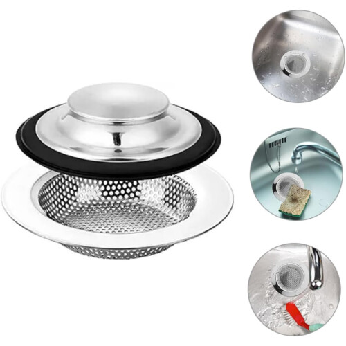 Stainless Steel Kitchen Sink Strainer Stopper with Easy Install for Clog Prevention Dual Function 2