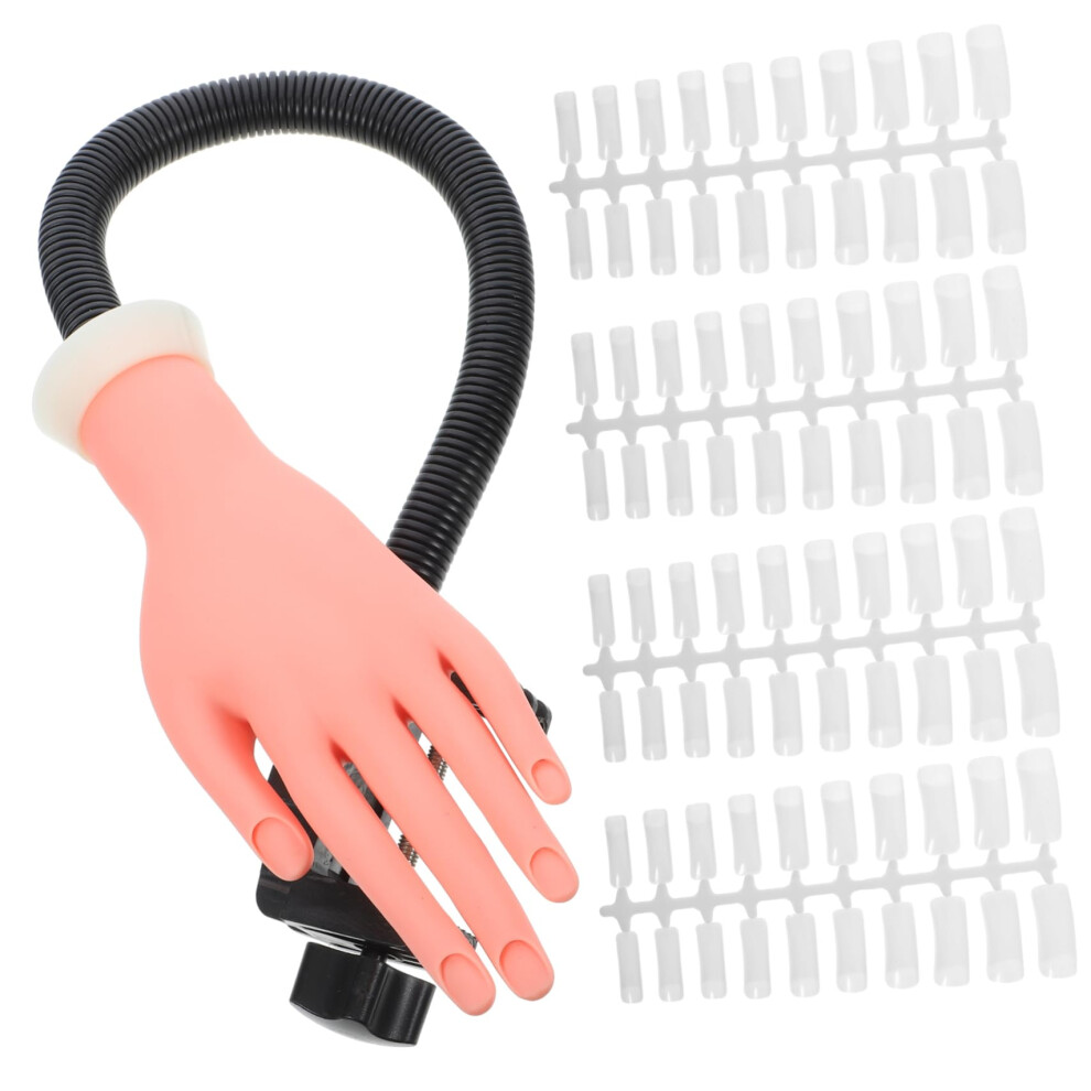 Nail Practice Hand with Flexible Joint Movement, Reusable Manicure Training Hand with Fake Nails