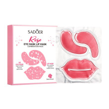 Rose Eye Mask and Lip Mask Set with Rose Extract, Deep Hydration, 2 Pack 60pcs 30 Pairs