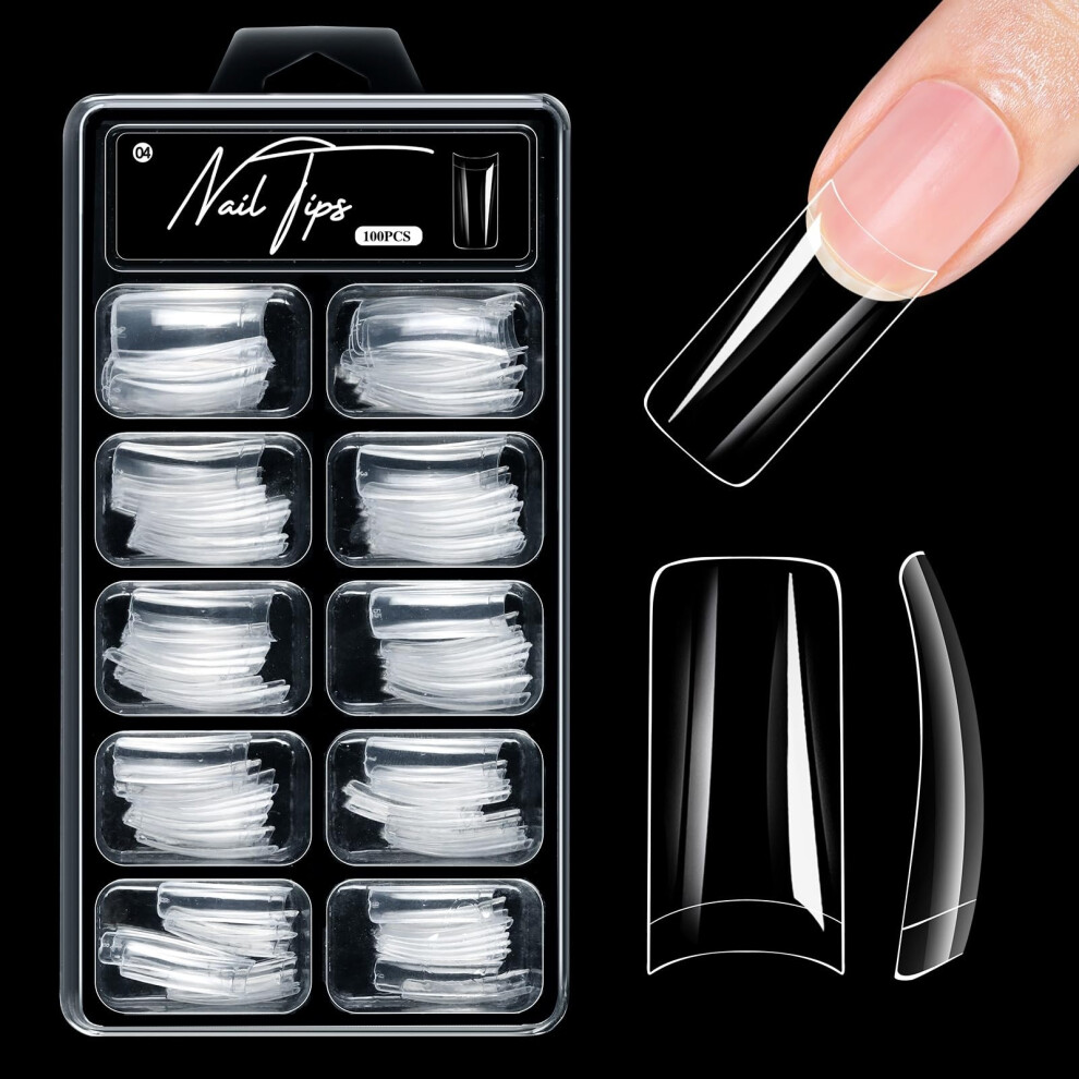 100pcs Full Cover Press On Nails Half Matte Acrylic Nail Tips with Multiple Size Options