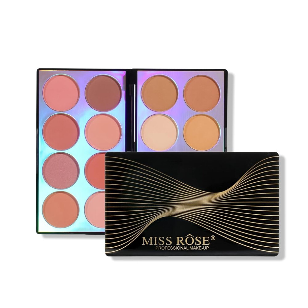 16 Color Contour and Blush Palette with Highlighter, Silky Smooth Blending, LongLasting Glow