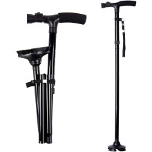 Walking Stick Adjustable Height LED Torch Light Black Walking Cane With LED Light