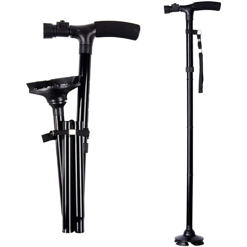 Light/Black Walking Stick Adjustable Height Led Torch Walking Cane With Led