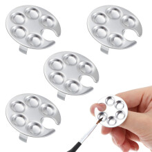 Stainless Steel Nail Art Palette Ring Set, Wearable MultiColor Mixing Tray for Manicure