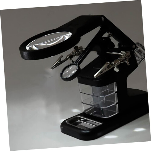 Magnifying Glass Soldering Station with LED Light, 360 Adjustable Hands  Magnifier for Electronics 2