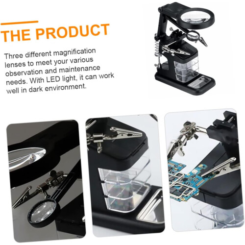 Magnifying Glass Soldering Station with LED Light, 360 Adjustable Hands  Magnifier for Electronics 1