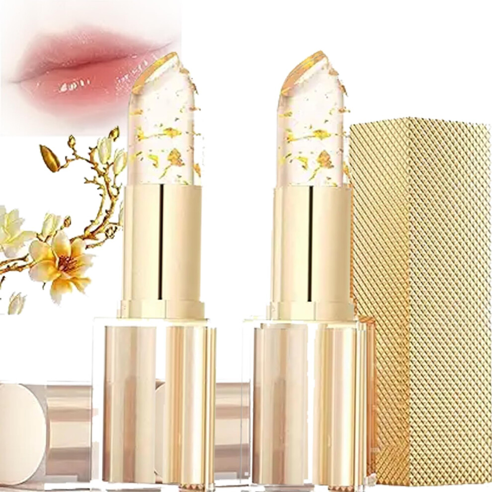 Gold Color Changing Lipstick Set With Foil Hydrating Balm, Transferproof Long Lasting Comfort 2Pcs
