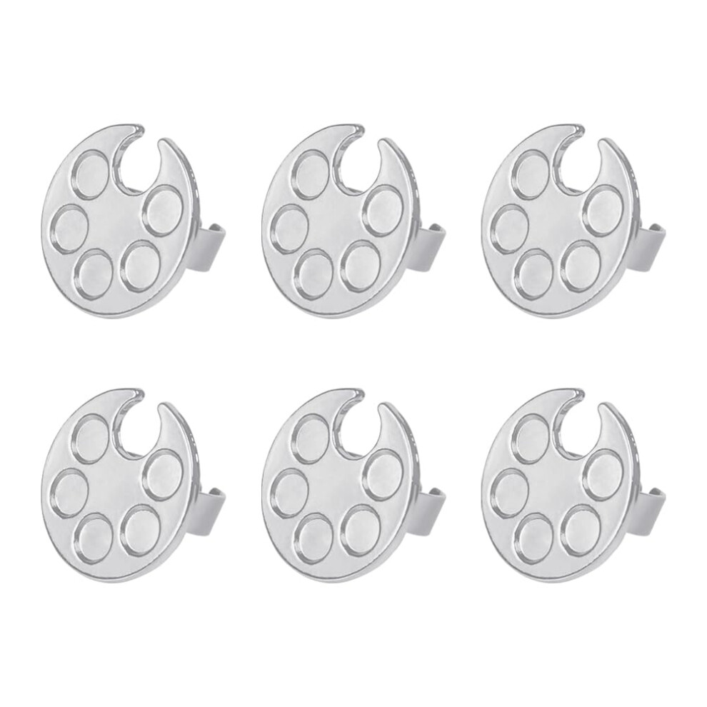 6 Pcs Metal Nail Art Palette Ring Set for Gel Polish Mixing and Painting at Home or Salon