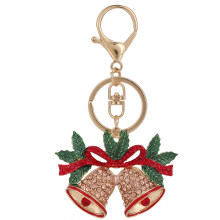 Weihnachtlicher Schlüsselanhänger mit Strasssteinen, Weihnachtsmann-Anhänger, kleinem Glöckchen, aus robuster und eleganter Zinklegierung – die