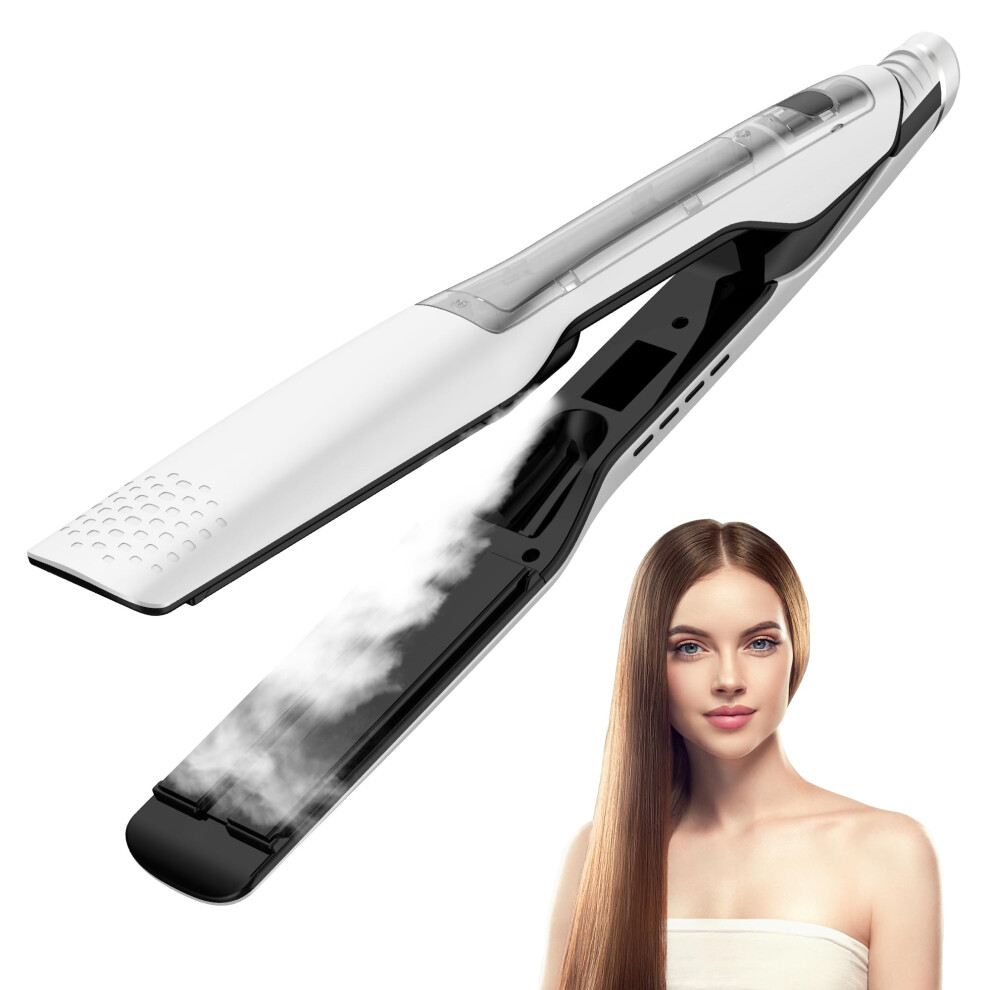 Steam Hair Straightener 1 Inch Ceramic Ionic 2in1 Straightener and Curling Iron Dual Voltage