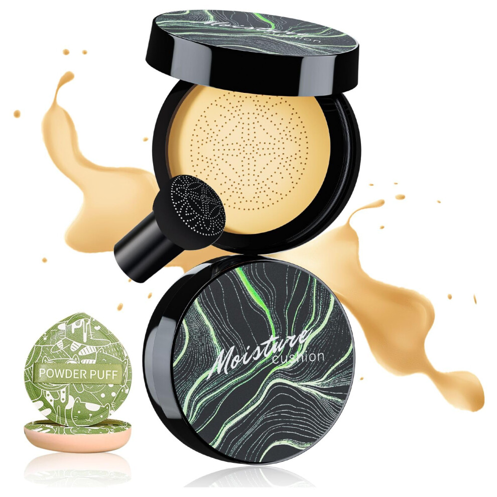 Cream/Beige Bb Foundation Buff Full Coverage Air Cushion Cc With Puff For Mature Skin