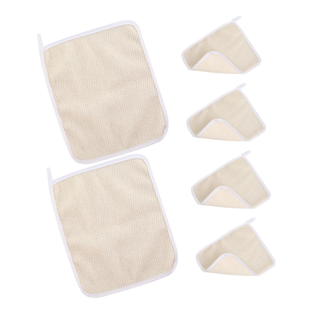 Beige Exfoliating Bath Cloths 6Pcs Nylon Body Scrubber Quick Dry Towel Gentle Skin Exfoliation