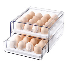 Fridge Storage Box Egg Box Drawers Double Layer Pull Out Stackable Transparent Egg Holder Organiser PET Plastic Egg Tray