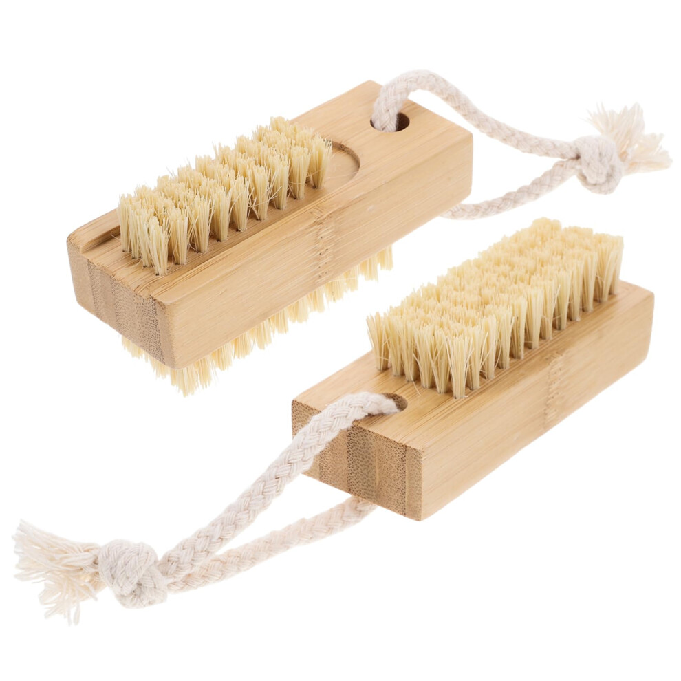DualSided Bamboo Nail Cleaning Brush for Fingernails and Toenails, Gentle Hand and Foot Scrub, 2pcs