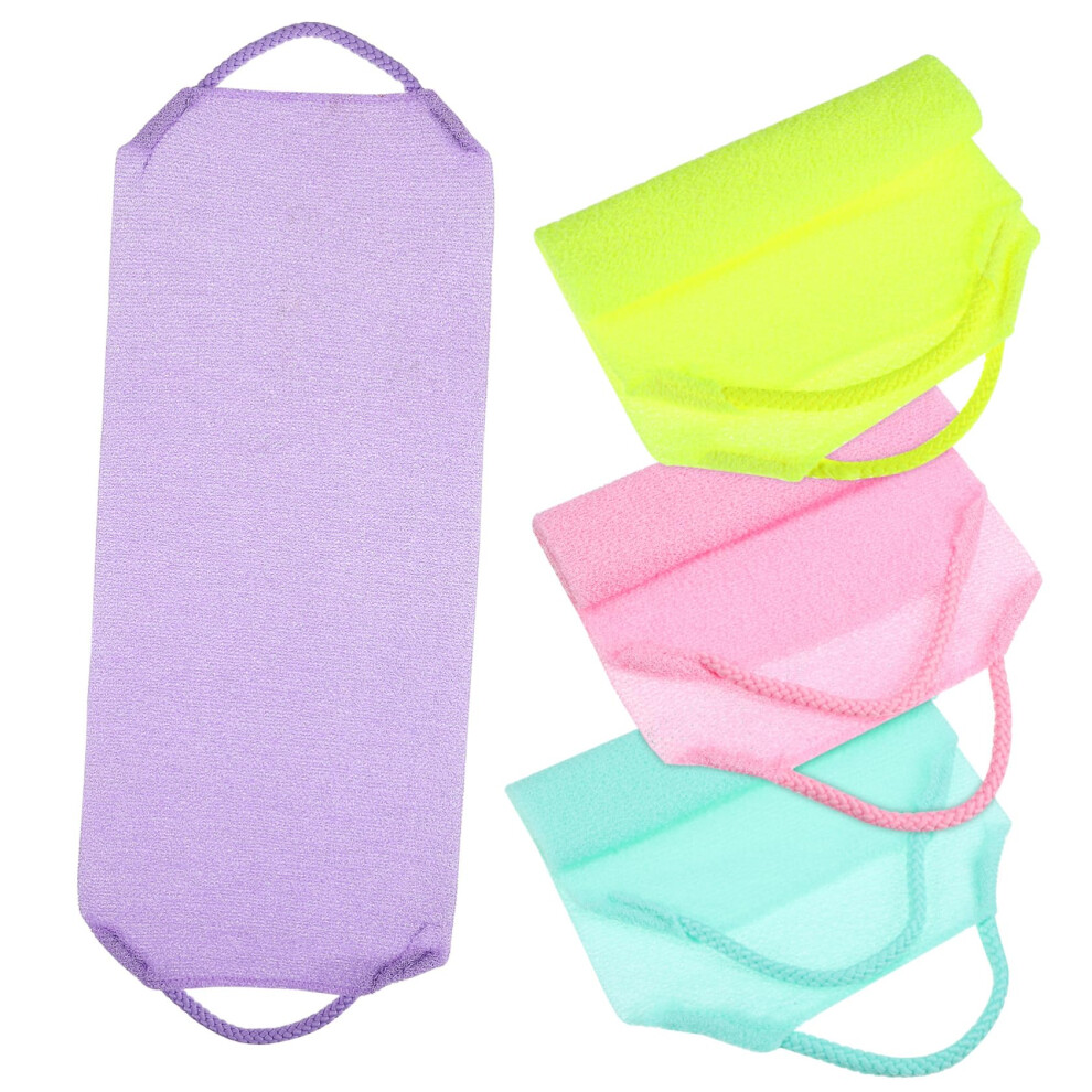 Exfoliating Back Scrubber Towel 4pcs for Deep Cleansing, Stretchable Long Design for FullBody Reach