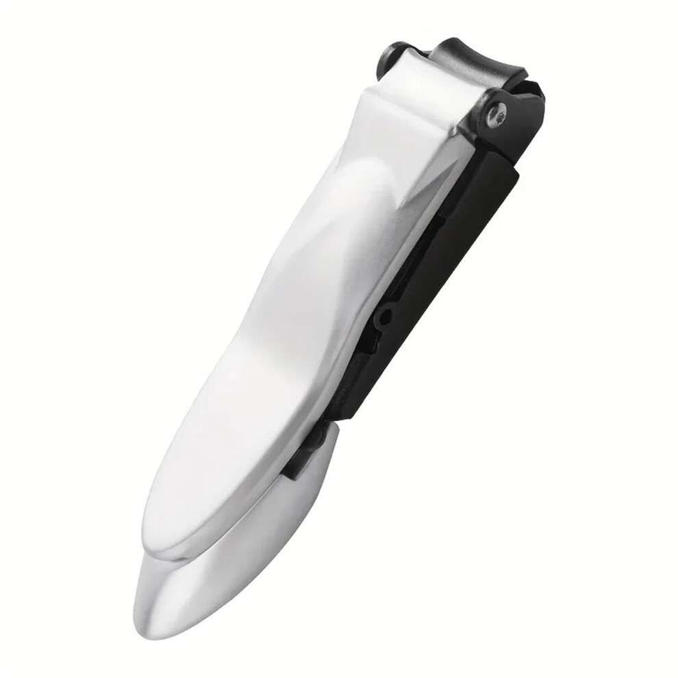 Silver Nail Clippers For Men With Catcher, Heavy Duty Antisplash Cutter, Ergonomic Design