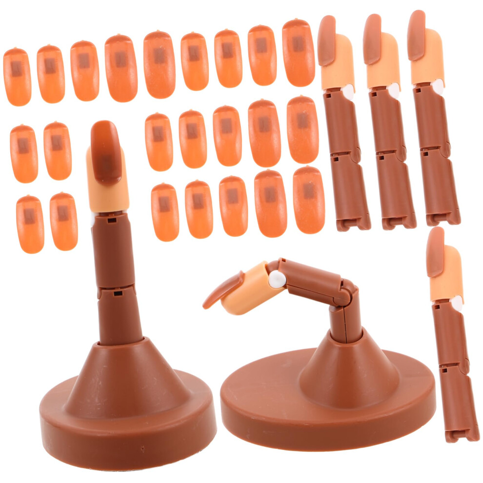 Brown Nail Practice Hand With Realistic Jointed Fingers And Detachable Base For Beginners Skin Tone