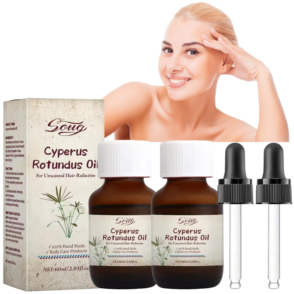 Hair Growth Inhibitor Oil 2 Pack â Natural Cyperus Rotundus for Visible Regrowth Reduction and Smooth Skin