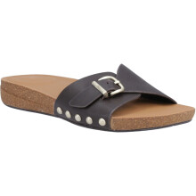 (, ) Fitflop iQushion Adjustable Buckle Leather Women's Chocolate Brown Flip Flops