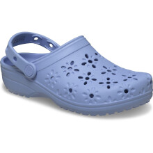 (, ) Crocs Classic Floral Cut Out Thermoplastic Women's Blue Haze Clogs