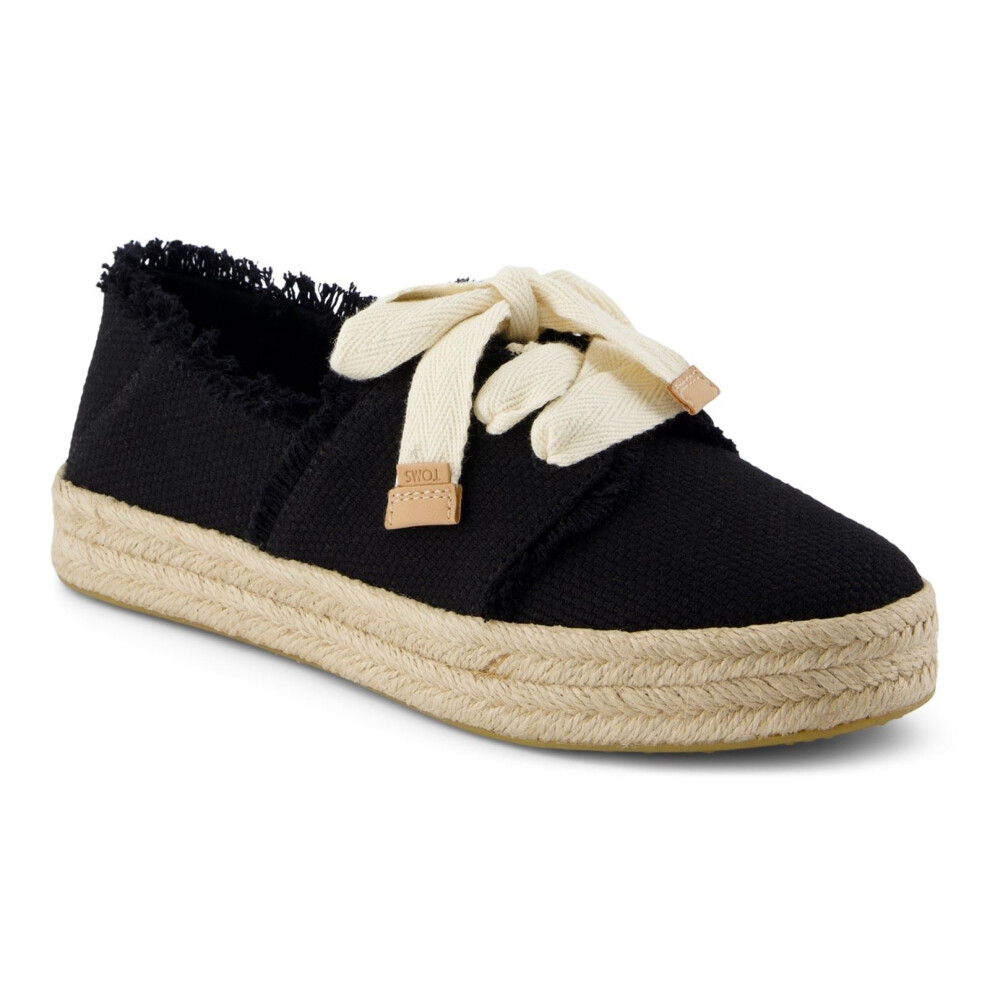Toms (, ) Carolina Lace Up Cotton Women's Black Beachside Espadrilles