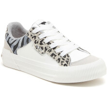 (, ) Rocket Dog Cheery Blocked Animal Textile Women's Grey/White Trainers