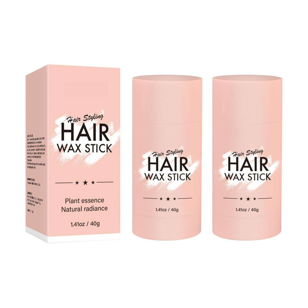 Hair Wax Stick for Women and Men, Strong Hold AntiFrizz Edge Control, NonGreasy 40g 2pc