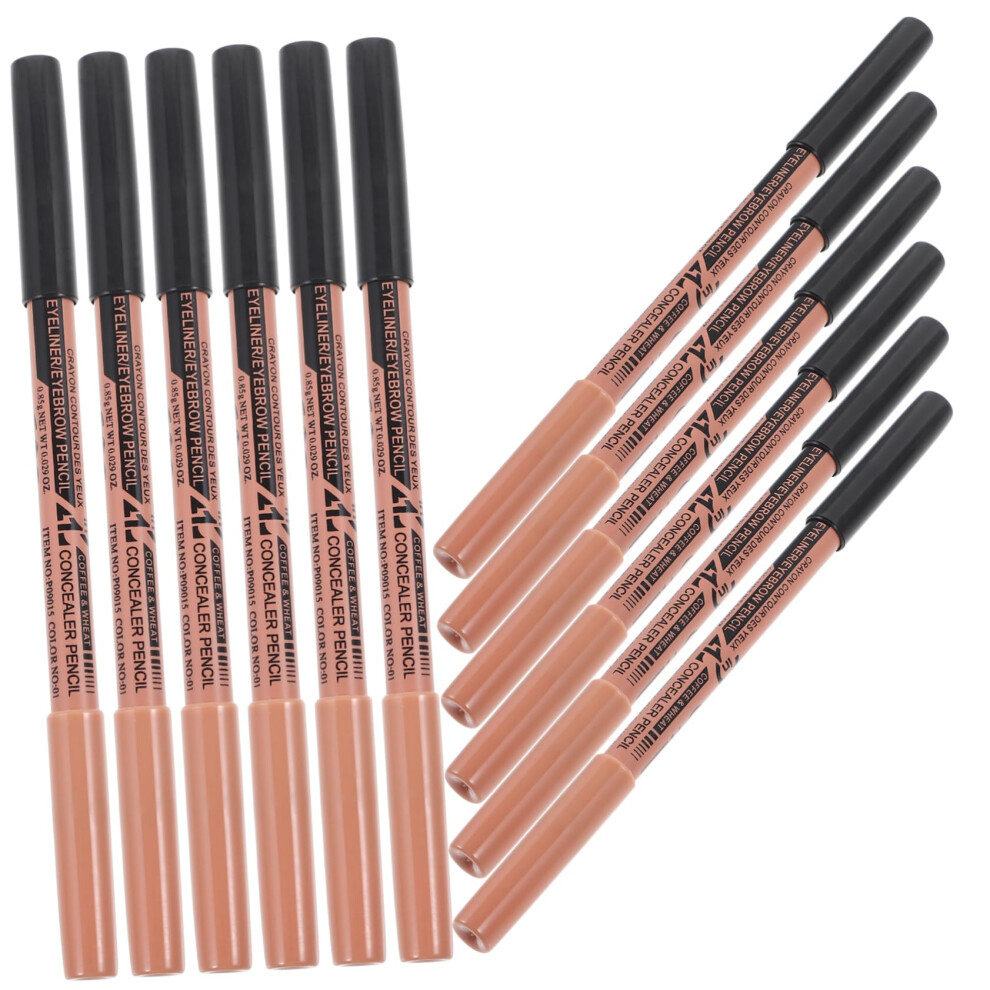 12pcs Dual Purpose Eyebrow and Concealer Pencil Set for Precise Brow Shaping