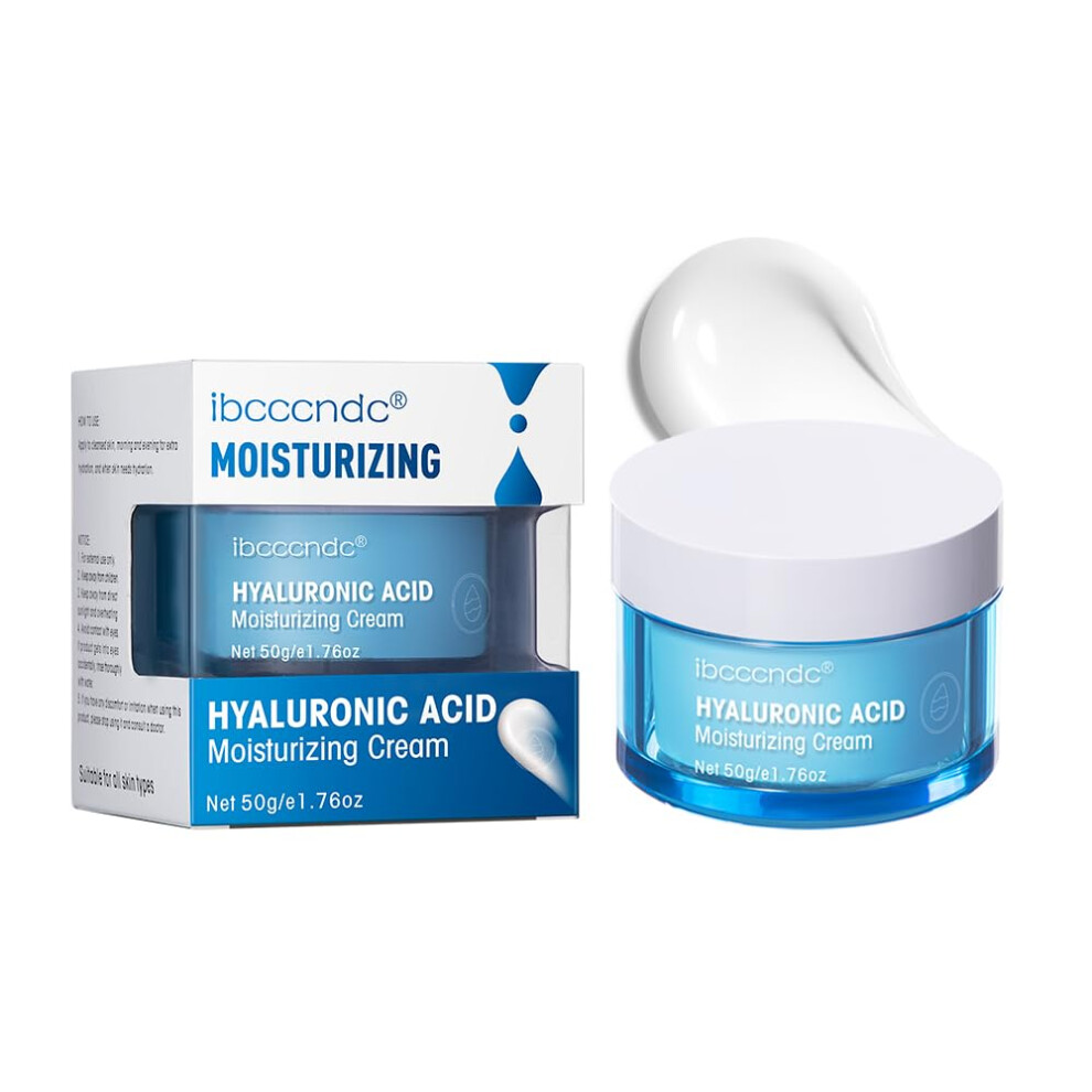 Hyaluronic Acid Moisturizer with Deep Hydration, Lightweight Hydrating Face Gel Cream 1.76oz White
