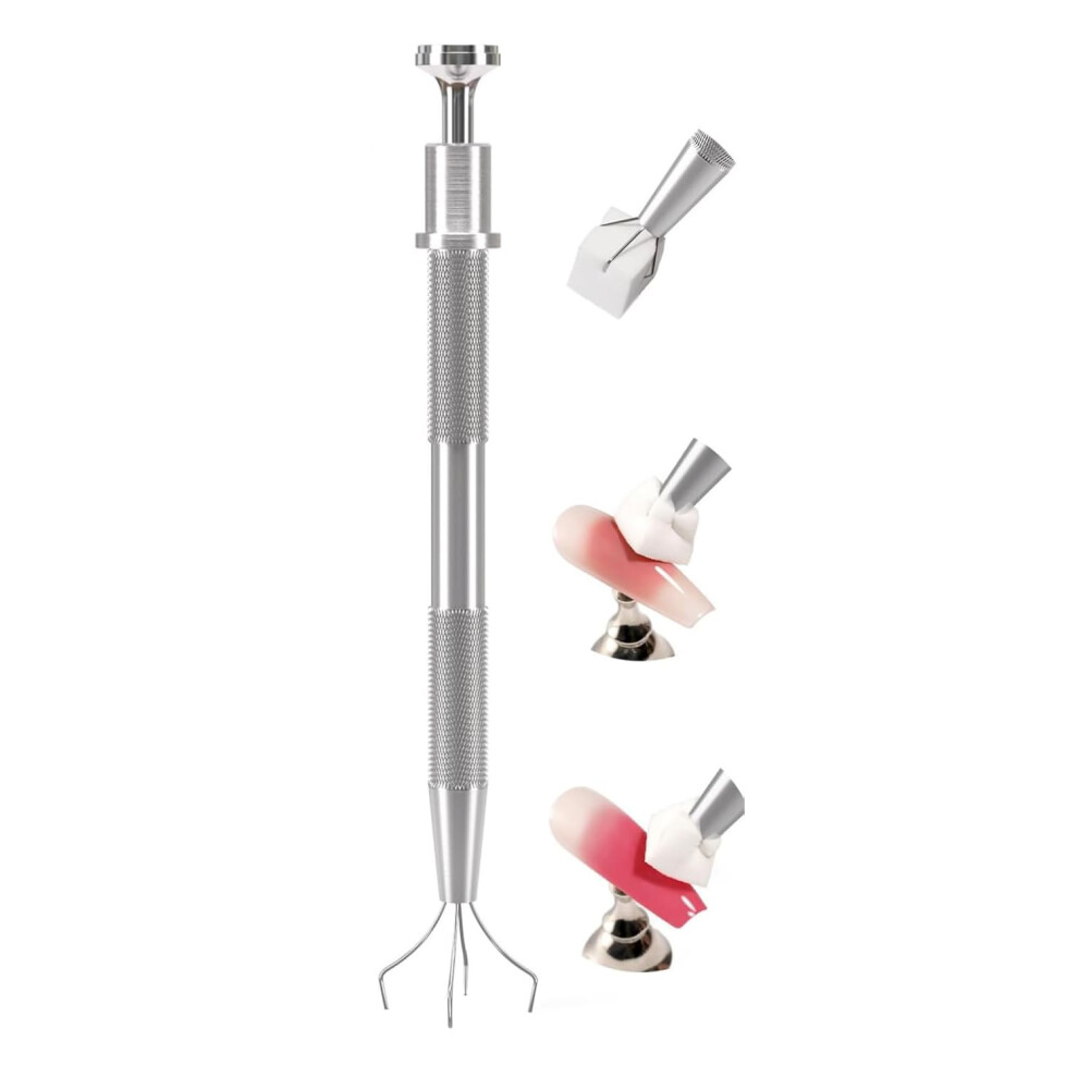 Nail Art Sponge Pen with Stainless Steel Grabber for Ombre Gradient Design and Precision Control
