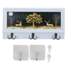 Organizador de llaves, perchero de pared de madera, ganchos dobles resistentes, estilo granja moderna, ganchos de zinc robustos, solución de