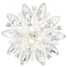 Spilla di cristallo per donna, elegante spilla a forma di fiore in stile vintage con strass, accessorio spilla per sciarpe, giacca e cappello, spilla