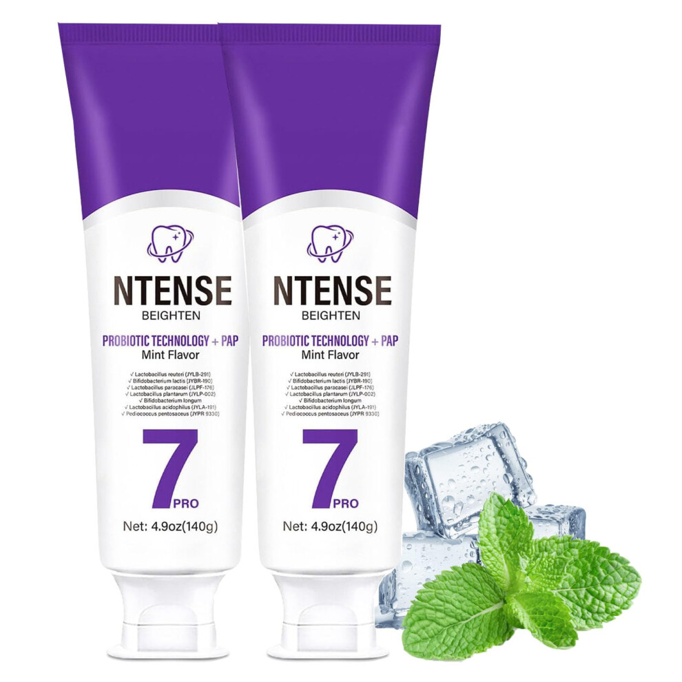 Whitening Toothpaste with Probiotics and Gentle Fluoride for Stain Removal, Fresh Breath, 140g x2