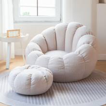 Bean Bag Chair Cover Ultra Soft Teddy Fabric White For Bedroom And Living Room Arm Chair Style Cover Only No Filler