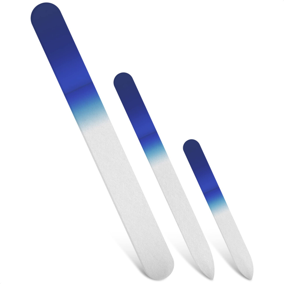 Crystal Nail Files Set 3 Piece Glass Nail File for Natural and Artificial Nails with Travel Sheath