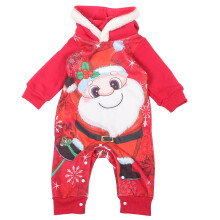3Pcs Toddler Christmas Bodysuit Red Hooded Baby Romper Party Costume