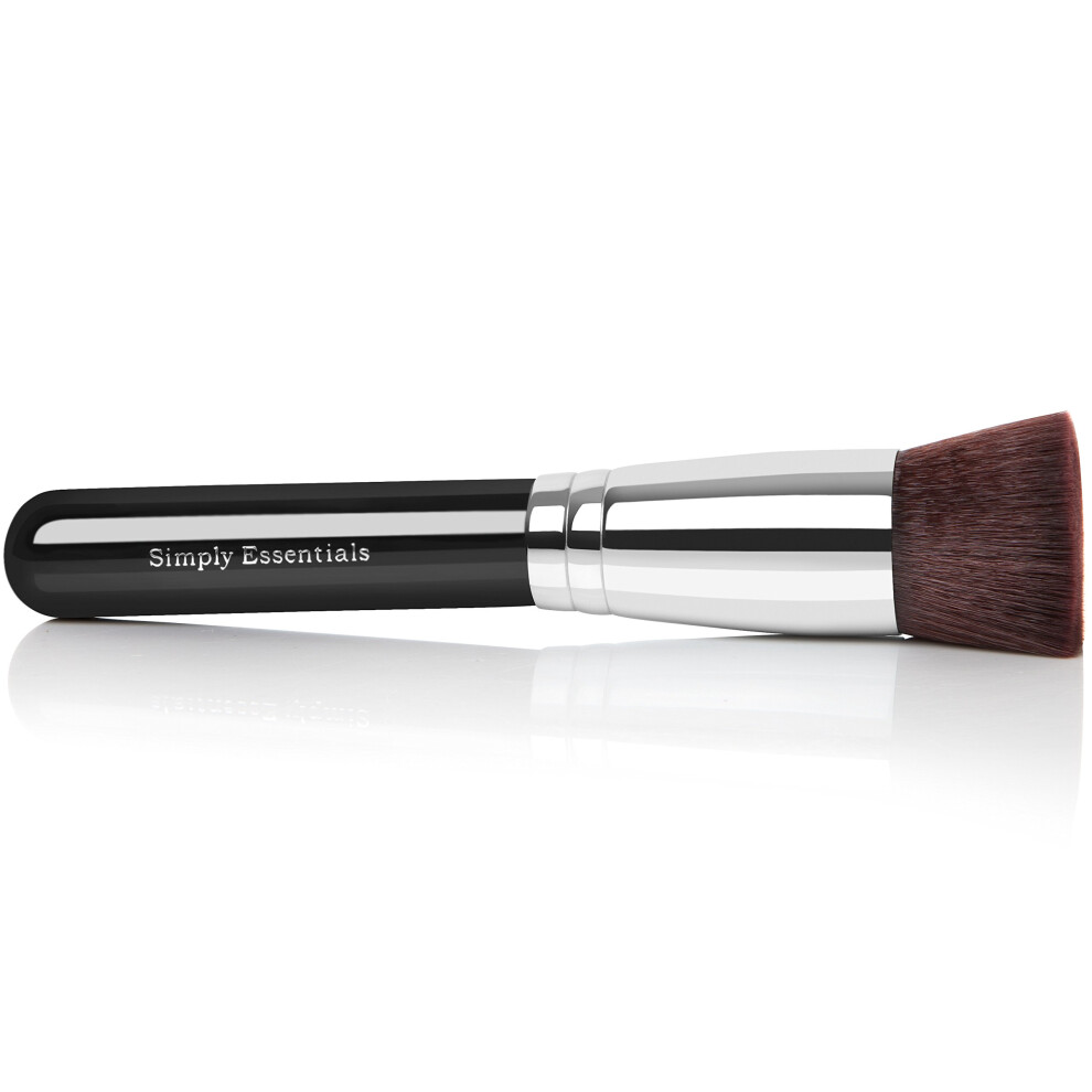 Cream Kabuki Makeup Brush Flat Foundation For Liquid Powder Dense Synthetic Bristles, Vegan With Ebook
