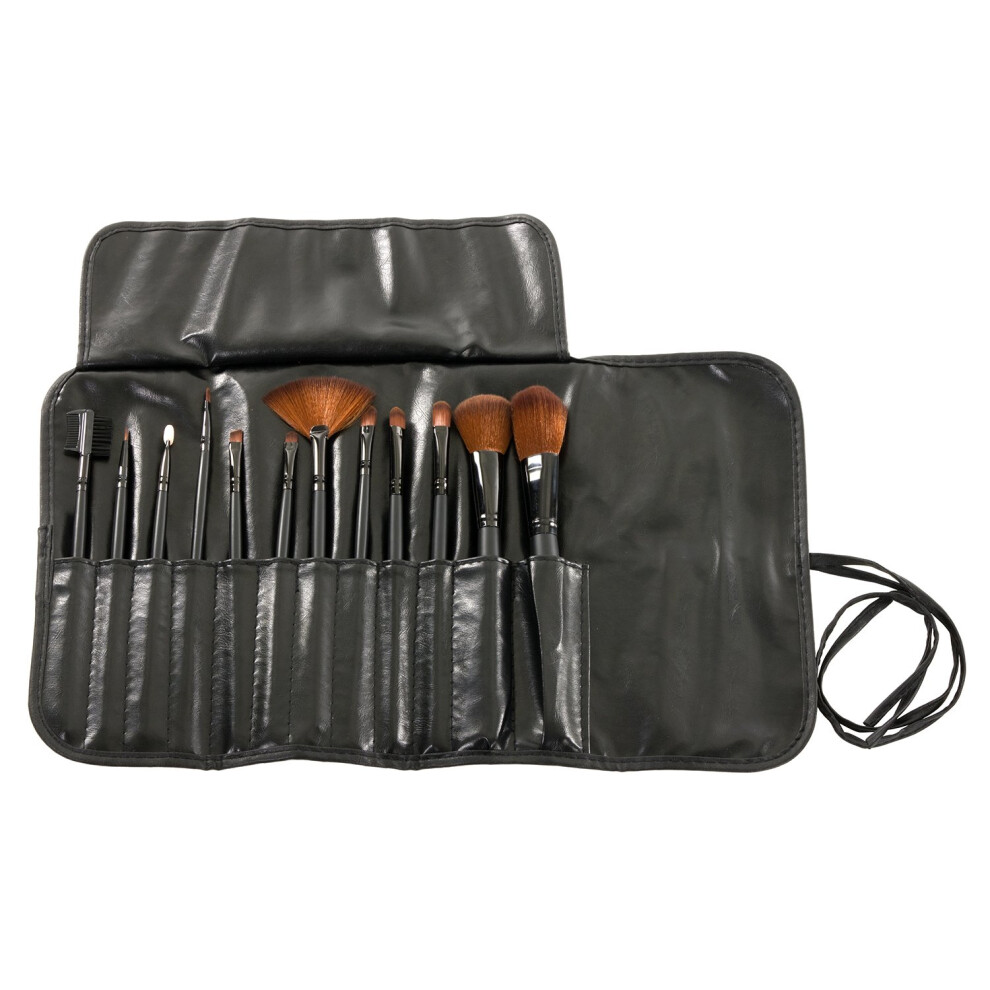 Makeup Brush Set 12 Piece Professional Synthetic Brushes with Case for Eyes Face Foundation Blush