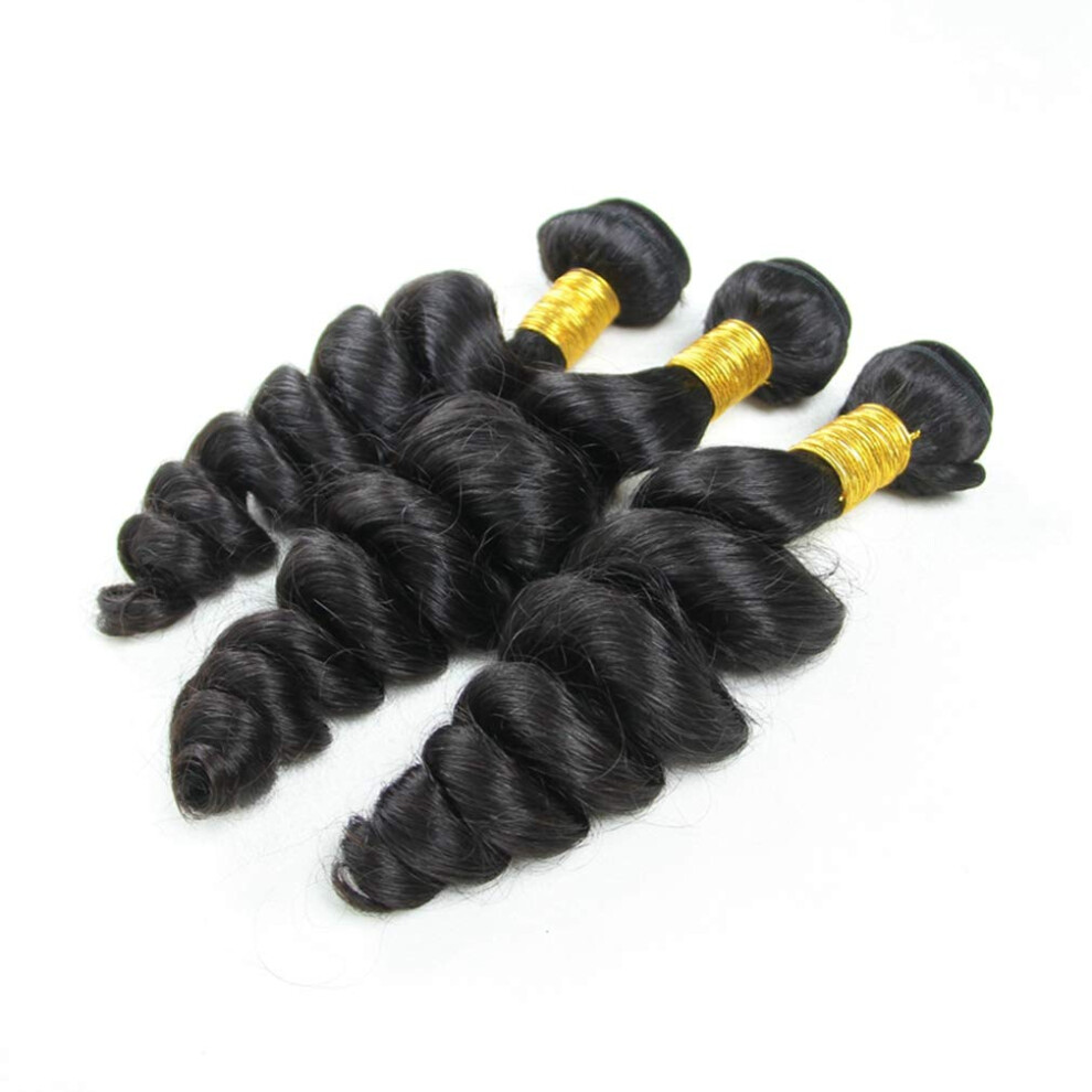 Brazilian Loose Wave Hair Bundles 100% Virgin Remy Extensions Natural Texture Minimal Shedding 14 16 18