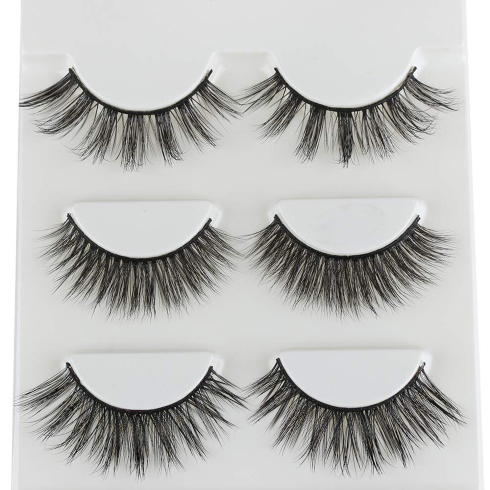 3 Pairs 3D Mink False Eyelashes Wispy Fluffy Long Lashes Reusable Handmade for Glam Look