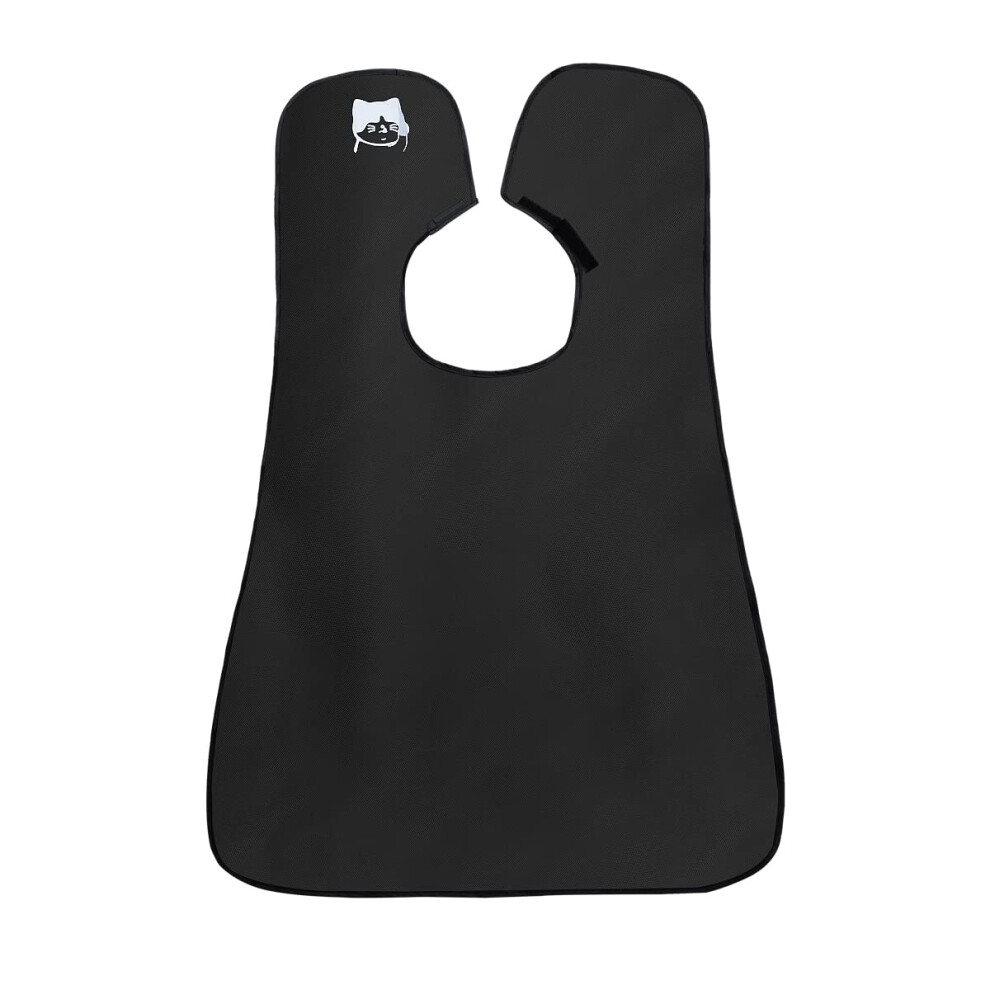 Black 2Pcs Beard Bib Apron For Mess Trimming, Waterproof Adjustable Catcher With Suction Cups,