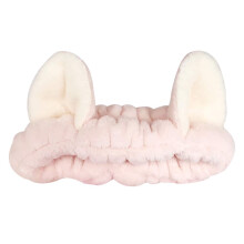 Cute Cat Ear Makeup Headband Soft Fabric for Skincare and Face Washing White
