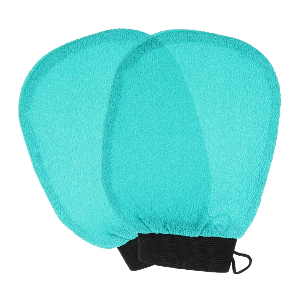 Green 2Pcs Exfoliating Gloves For Shower Bath Mitts Deep Skin Scrub And Gentle Massage,
