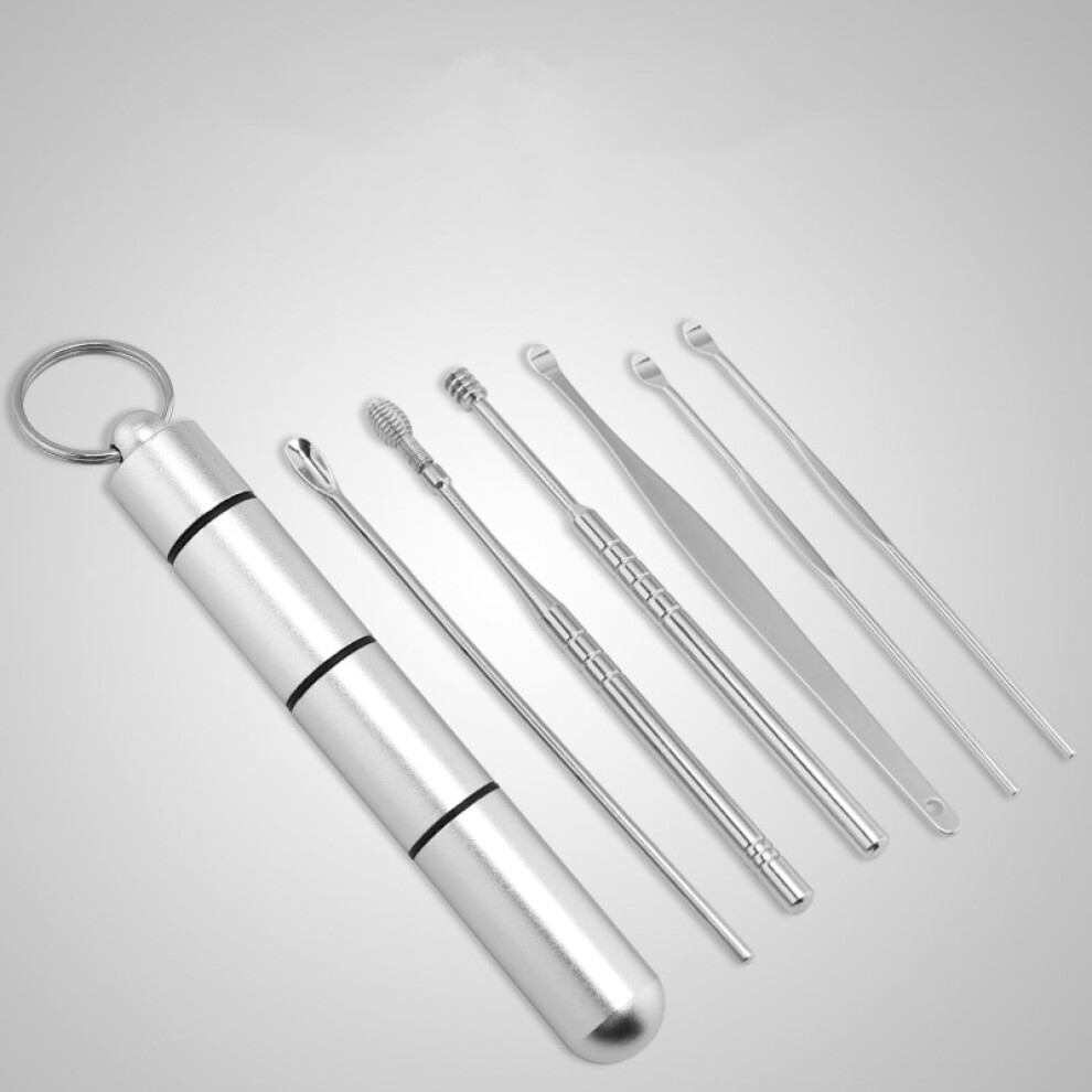 Ear Wax Removal Kit Stainless Steel 6Piece Ear Cleaning Tools with 360 Spiral and Storage Case